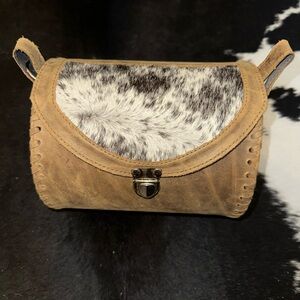 Cowhide and Brown Leather Women's Crossbody Bag!